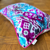 Velvet Ikat Cushion Glacier | Velvet Ikat Pillow Glacier