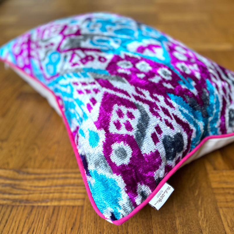 Velvet Ikat Cushion Glacier | Velvet Ikat Pillow Glacier