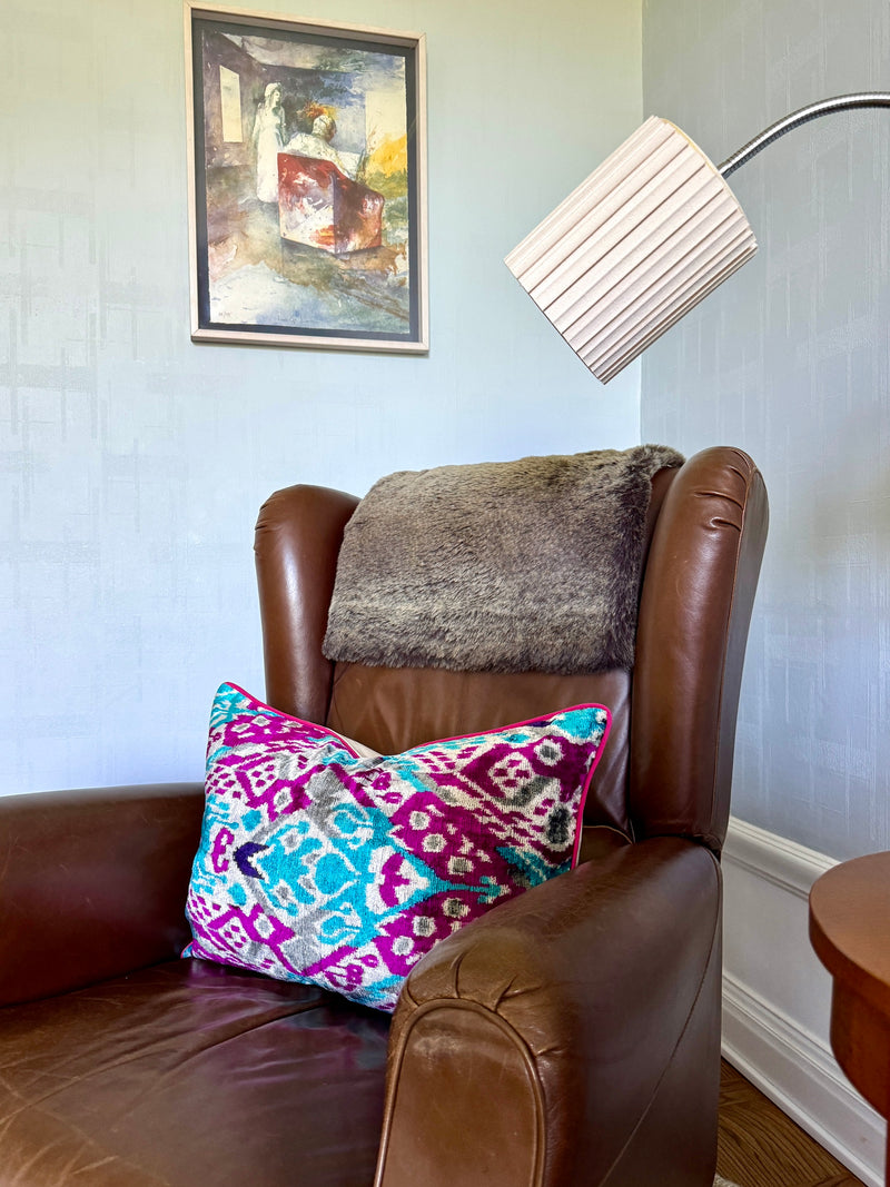 Velvet Ikat Cushion Glacier | Velvet Ikat Pillow Glacier