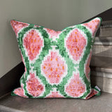 Watermelon Pale Velvet Ikat Pillow Cover