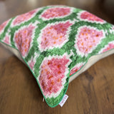 Watermelon Pale Velvet Ikat Pillow Cover