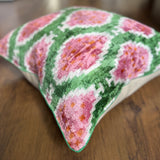 Watermelon Pale Velvet Ikat Pillow Cover