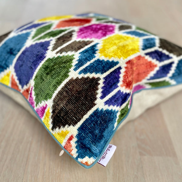 Velvet Ikat Cushion Artzy | Velvet Ikat Pillow Artzy