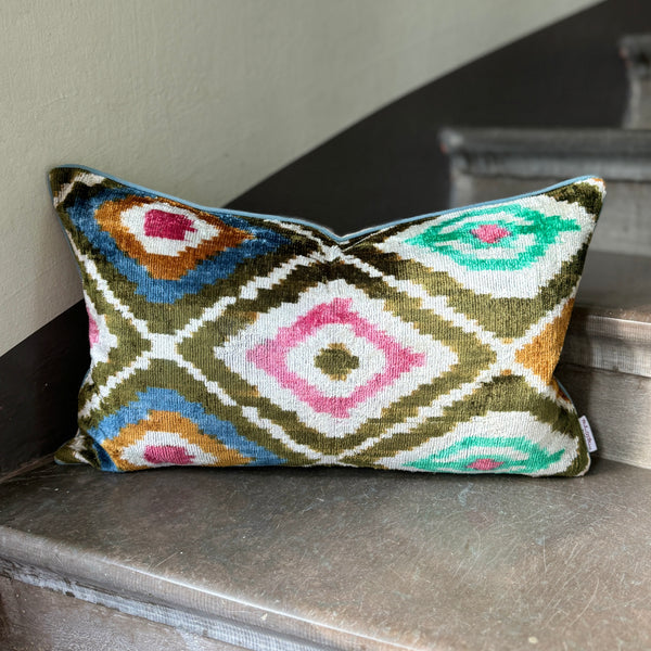 Velvet Ikat Cushion Aztec | Velvet Ikat Pillow Aztec