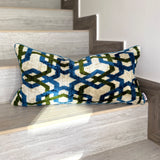 Arabesque Green Velvet Ikat Pillow Cover