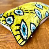 Velvet Ikat Cushion Evil Eye Yellow | Velvet Ikat Pillow Evil Eye Yellow