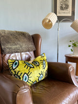 Velvet Ikat Cushion Evil Eye Yellow | Velvet Ikat Pillow Evil Eye Yellow