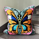 Butterfly Multi Velvet Ikat Pillow Cover