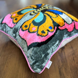Butterfly Multi Velvet Ikat Pillow Cover