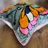 Butterfly Multi Velvet Ikat Pillow Cover
