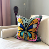 Butterfly Multi Velvet Ikat Pillow Cover