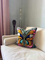 Butterfly Multi Velvet Ikat Pillow Cover