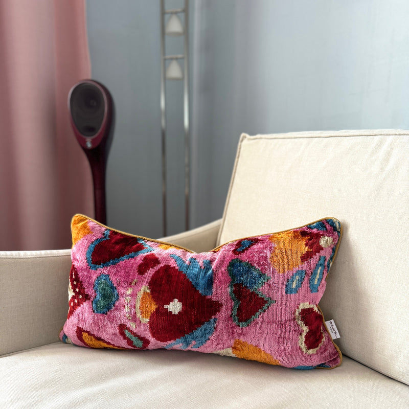 Velvet Ikat Cushion Valentine | Velvet Ikat Pillow Valentine