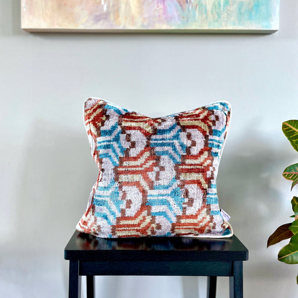 Velvet Ikat Cushion Slow River | Velvet Ikat Pillow Slow River