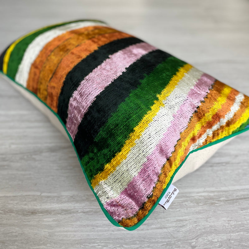 Velvet Ikat Cushion Rainbow | Velvet Ikat Pillow Rainbow
