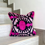 Velvet Ikat Cushion Hot Pink | Velvet Ikat Pillow Hot Pink