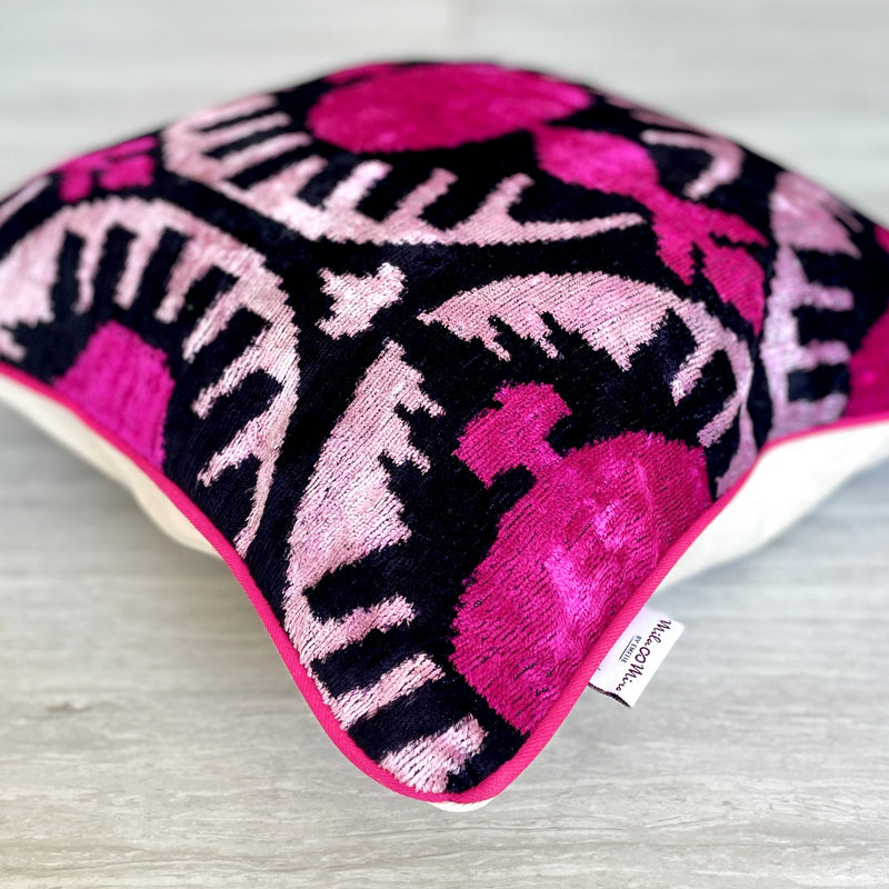 Velvet Ikat Cushion Hot Pink | Velvet Ikat Pillow Hot Pink