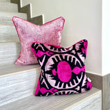 Velvet Ikat Cushion Hot Pink | Velvet Ikat Pillow Hot Pink