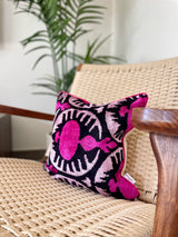 Velvet Ikat Cushion Hot Pink | Velvet Ikat Pillow Hot Pink