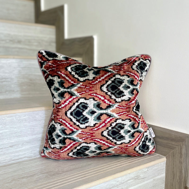 Velvet Ikat Cushion Venezia | Velvet Ikat Pillow Venezia