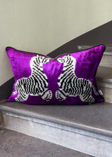 Velvet Ikat Cushion Zebras Purple | Velvet Ikat Pillow Zebras Purple