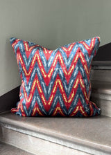 Zigzag Multi Velvet Ikat Pillow Cover