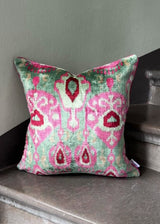 Rose Mist Velvet Ikat Pillow Cover