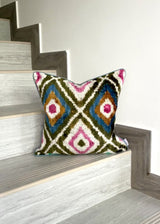 Velvet Ikat Cushion Aztec | Velvet Ikat Pillow Aztec