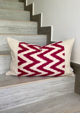 Silk Ikat & Linen Cushion Cover Zigzag Red