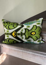 Green Thumb Velvet Ikat Pillow Cover