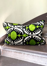 Velvet Ikat Cushion Pistachio | Velvet Ikat Pillow Pistachio