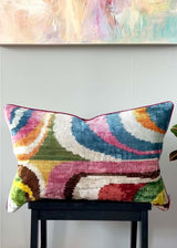 Velvet Ikat Cushion Picasso Light | Velvet Ikat Pillow Picasso Light