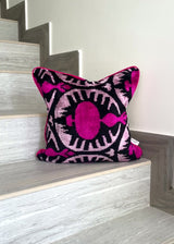 Velvet Ikat Cushion Hot Pink | Velvet Ikat Pillow Hot Pink