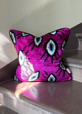 Velvet Ikat Cushion Evil Eye Purple | Velvet Ikat Pillow Evil Eye Purple