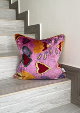 Valentine Velvet Ikat Pillow Cover