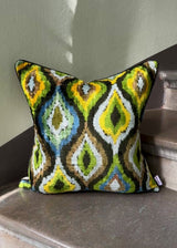 Sunleaf Velvet Ikat Pillow Cover