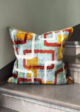 Cubes Velvet Ikat Pillow Cover