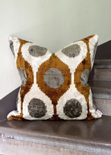 Ogee Brown Velvet Ikat Pillow Cover