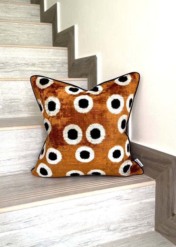 Velvet Ikat Cushion Espresso | Velvet Ikat Pillow Espresso