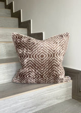 Beige Zebra Velvet Ikat Pillow Cover
