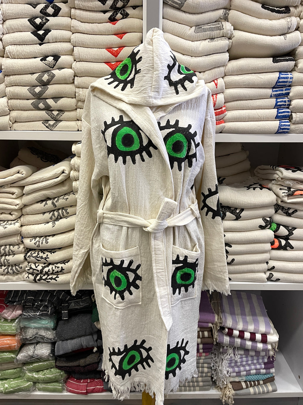 Turkish Muslin Robe Evil Eye | Turkish Cotton Kimono Evil Eye – Mila∞ ...