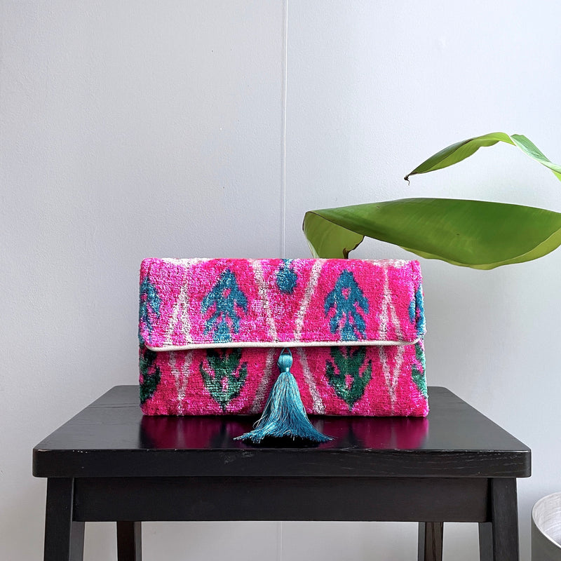 Ikat Clutch Bag Amalfi made with Handloomed Fabric