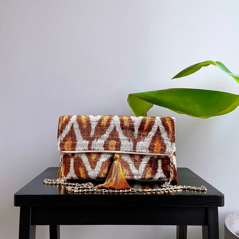 Ikat clutch roma with Golden chain