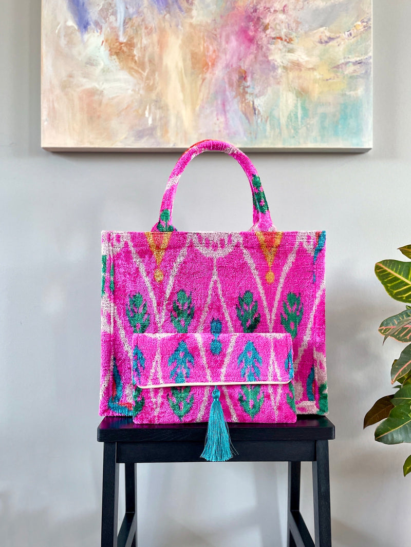 Ikat Tote Bag Amalfi  made with Handloomed Fabric