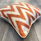 Unique Silk Ikat  Zigzag Orange Cushion