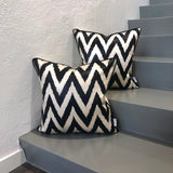 Amazing Silk Ikat Cushions Zigzag Black 