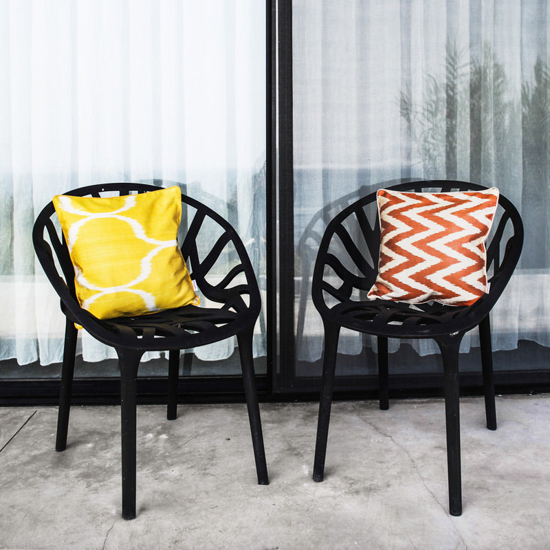 Contemporary Silk Ikat  Zigzag Orange Cushion