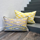 Unique Silk Ikat Pillow Zigzag Yellow 