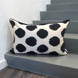 Beautiful Black Dots Silk Ikat Pillow 