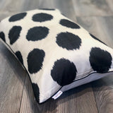Black Dots Silk Ikat Pillow with Piping 